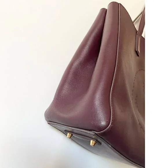 Anya Hindmarch Ebury Smiley Shopper Tote Small Leather Burgundy Perforated $1295